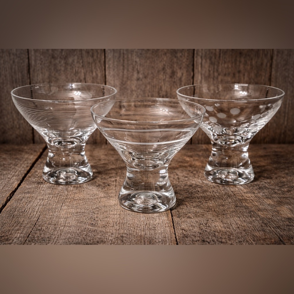 Mikasa Celebration Collection Coupe Martini Glass Etched Vintage set of 3